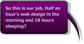 So this is our job, Half an hour’s web design in the morning and 18 hours sleeping?
