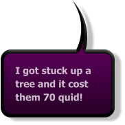 I got stuck up a tree and it cost them 70 quid!