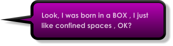 Look, I was born in a BOX , I just like confined spaces , OK?