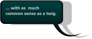 … with as  much common sense as a twig.